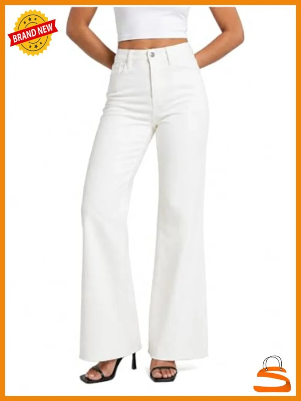High Waisted Wide Leg Jeans Stretchy Tummy Control Loose Denim Baggy Jeans Raw